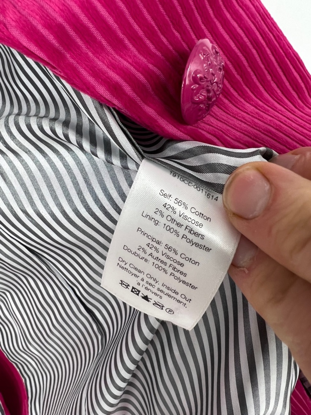 Veronica Beard Corduroy Gaya Dickey Blazer Jacket Hot Pink Size 2 - Picture 8 of 9